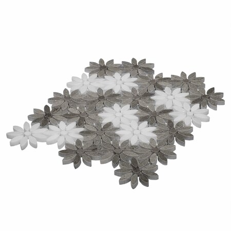 Apollo Tile Sample of White And Brown Flower  10.7"x12" Marble Mosaic Tile APLSV99F02EC40 Sample